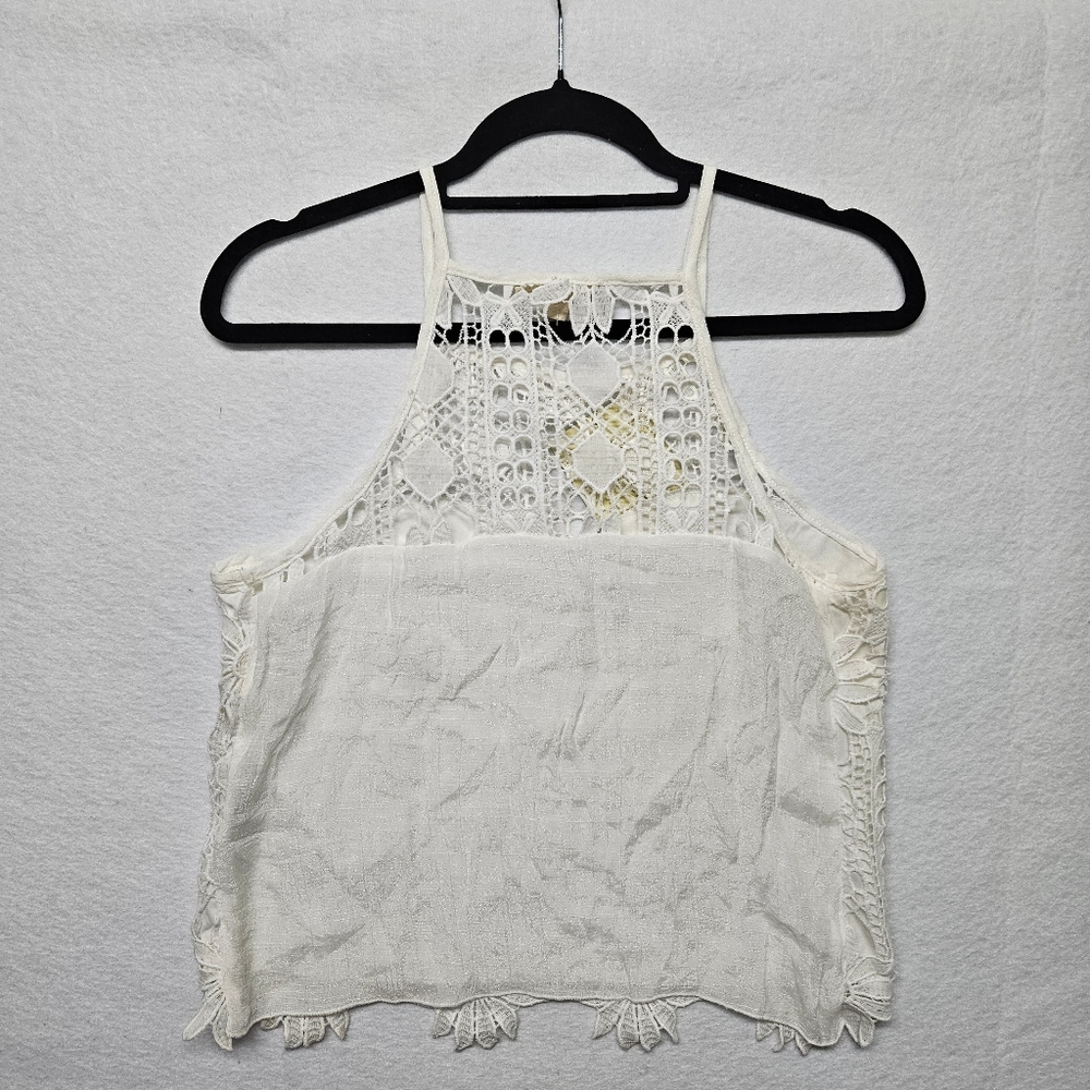 Rebellion Lace Crochet Daisy Halter White Festival Embroidered Knit Tank NWT - Picture 12 of 15